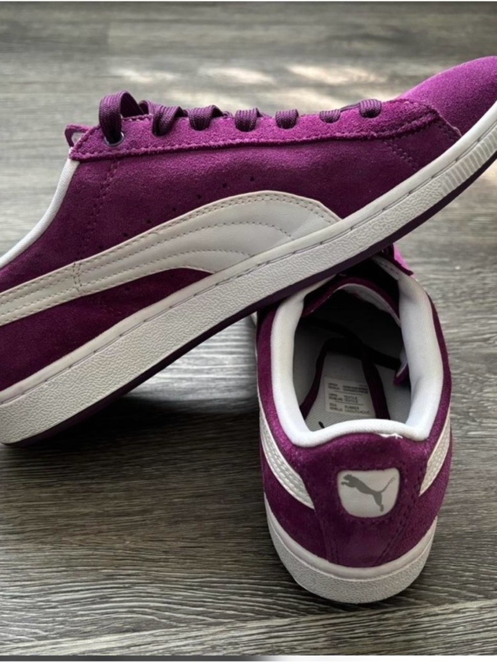 Puma Men's Suede Sneakers in Deep Berry and White - Picture 2 of 3